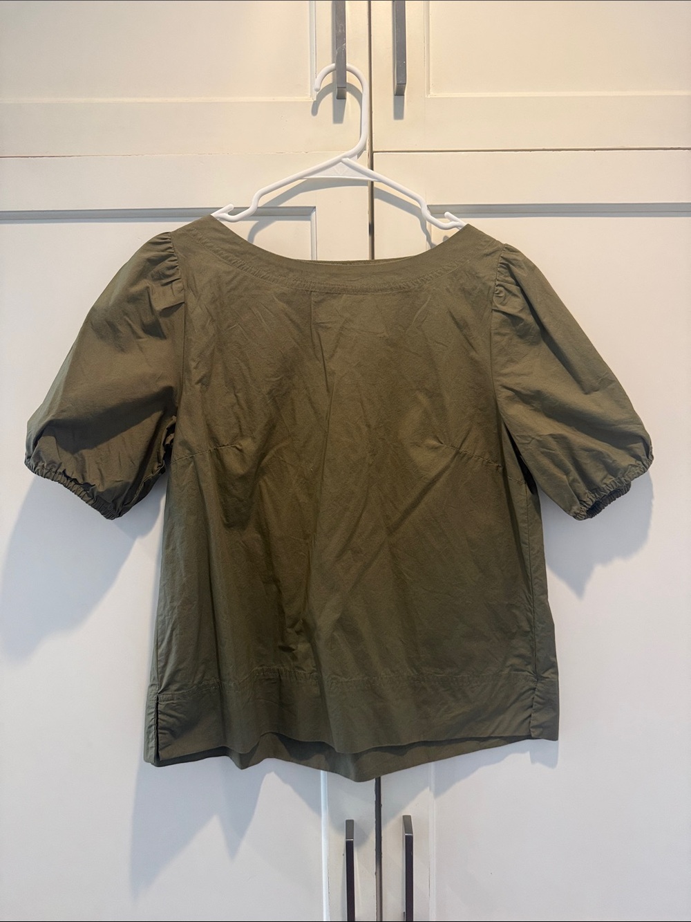 J. Crew Olive Puff Sleeve Blouse